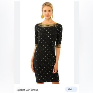 Gretchen Scott Black Dress with Gold Detail